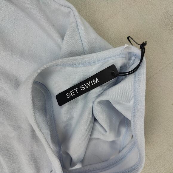 Set Active Swim Terry Tunic Cover Up Womens Small Ice Blue Scoopneck Beach NWT - Picture 3 of 5